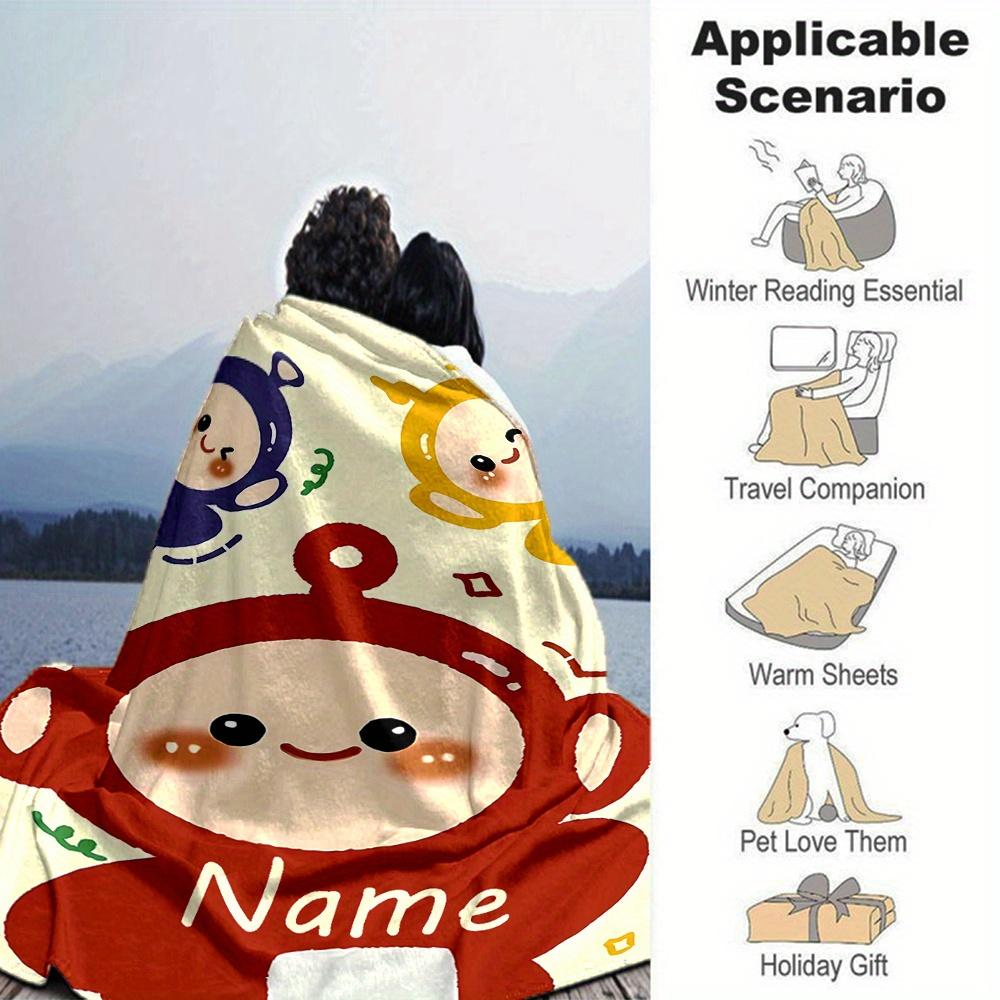 Monkey Friends Blanket Soft And Cozy Custom Name Gift For All Holidays Home Decor Office Nap Outdoor Holiday Gift Playful Design Polyester Blanket