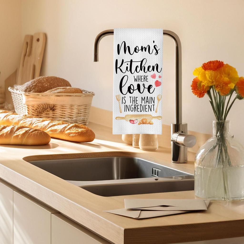 Best Mom Gifts Kitchen Towels, Mother's Day Birthday Gifts for Mom Dish Tea Towels for Kitchen, Mother Gift from Daughter Son Decorative Hand Towels,