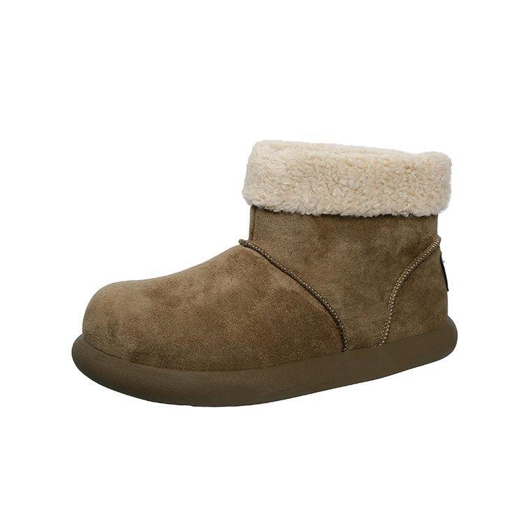 Ugly cute big head snow boots women's winter 2025 new small potato fluffy short boots thick-soled piled thickened cotton shoes