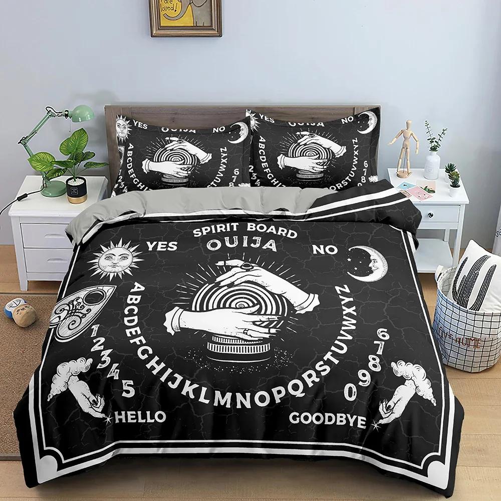 Sun Moon Bedding Set Mystical Lucky Hand Duvet Cover Full King Hamsa Eye Divination Seedlings Khaki 2/3PCS Polyester Quilt Cover