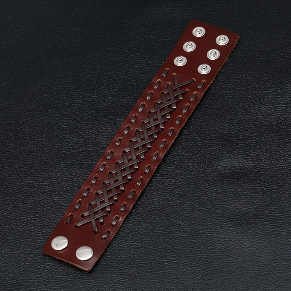 

Leather Wide Cuff Bangle Braided Wide Leather Bracelet New Cowhide Bracelet