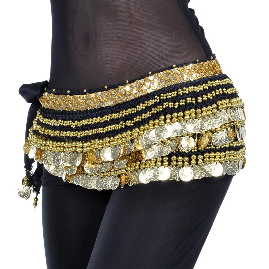 Buikdans kostuum kleding Indiase dans riem buikdans tailleketting heupsjaal vrouwen meisje dansen met 248 gouden munten 10 One Size