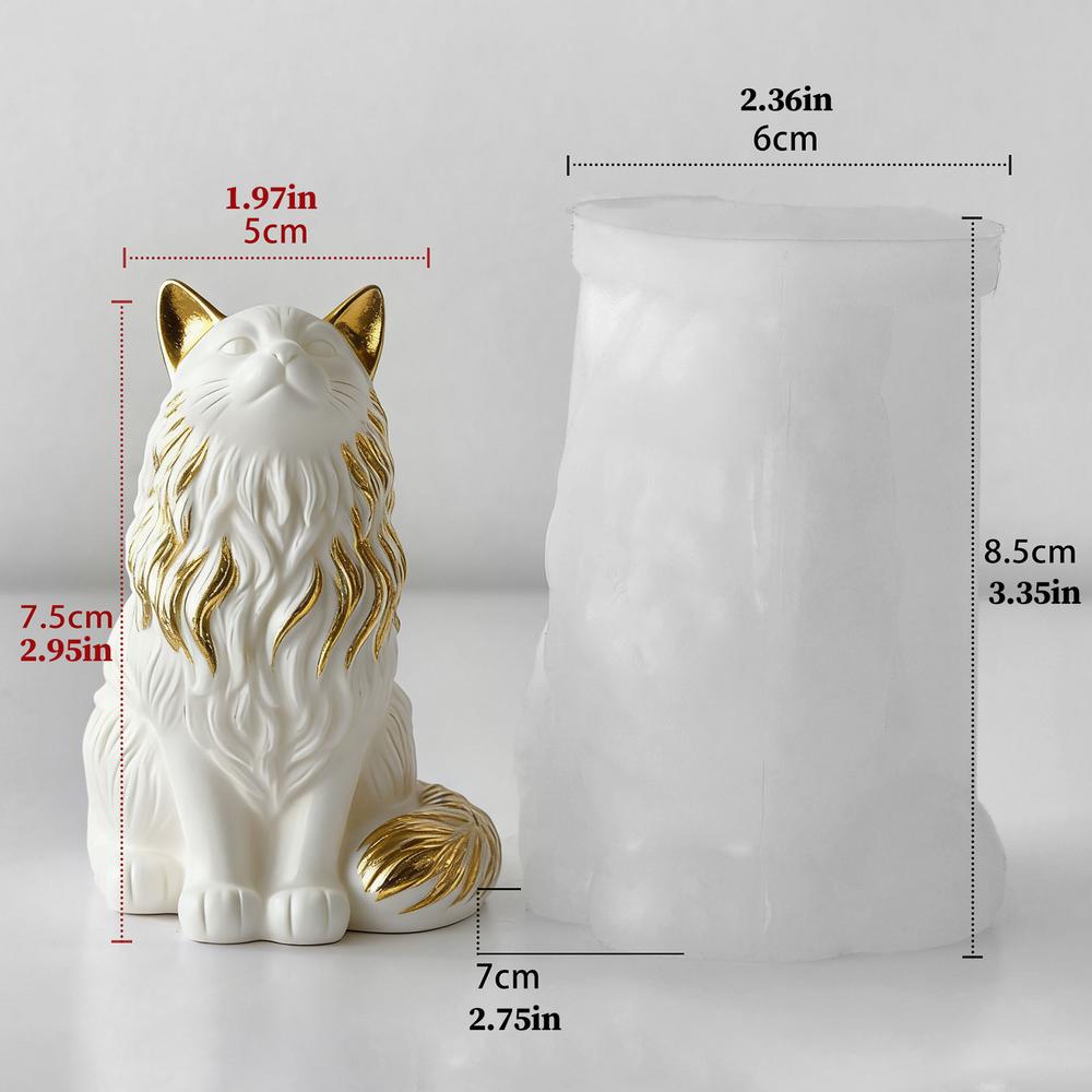 3D Cat Resin Mold Sitting Maine Coon Cat Silicone Mold For DIY Scented Candle Wax Plaster Epoxy Craft Home Decor Gift