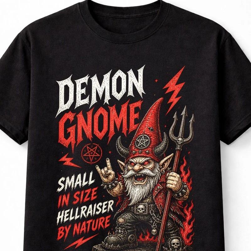 Demon Gnome Hellraiser Gothic Metal Occult Devil Graphic Funny Unisex TShirt S