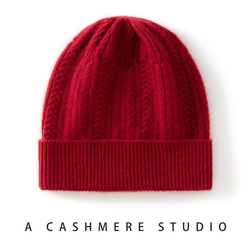 Cashmere hats for men and women's new autumn and winter wool hats, thickened and cold-proof knitted cold hats in winter