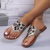 Large size summer new toe flat bottom leopard print fashion women's cool slippers slippers