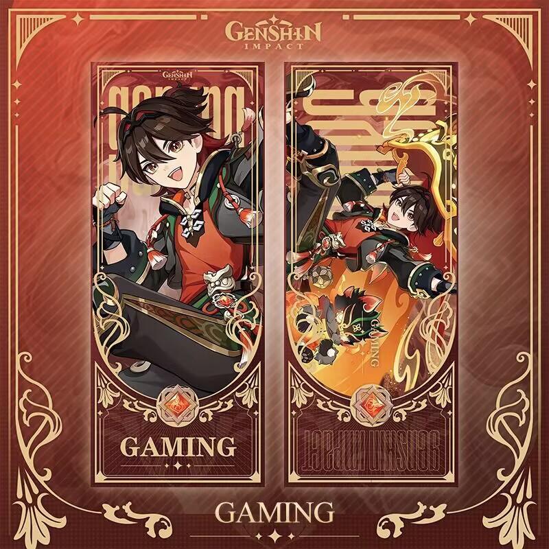 1Pc Anime Laser Segnalibro Arlecchino Zhongli Tartaglia Yae Miko Cosplay Carta Immagine Lomo Cartolina Carte Collezione