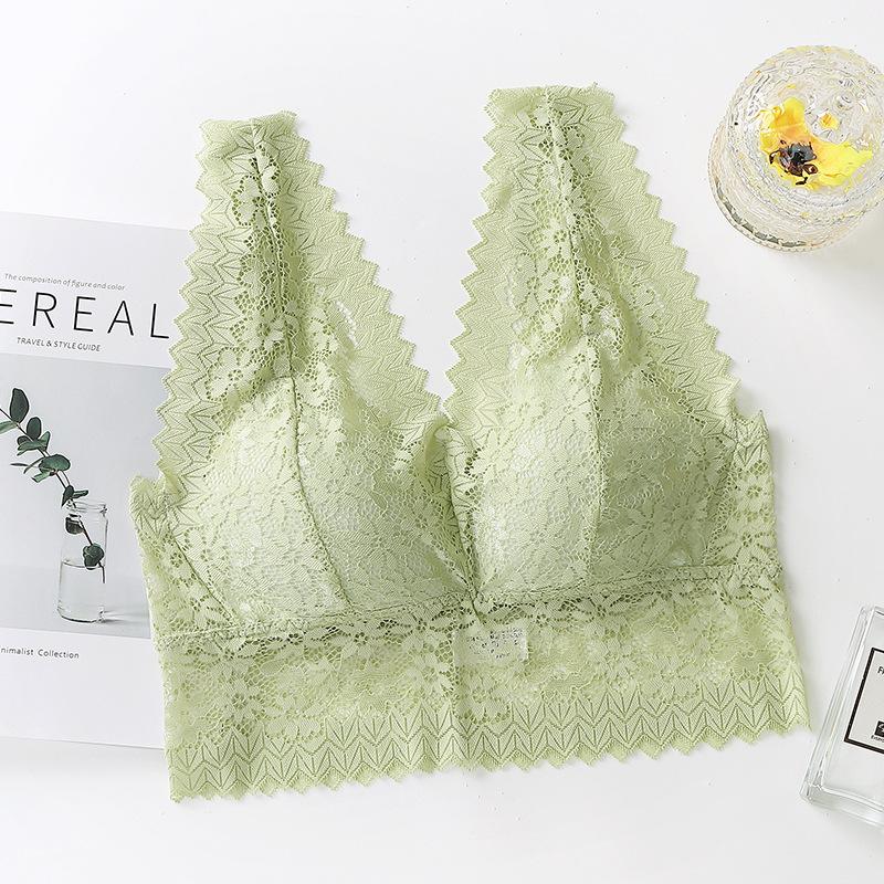 

Новий красивий зручний бюстгальтер зі знімною ватною подушечкою без сталевих кілець і мережива One size fits all світло-зелений колір