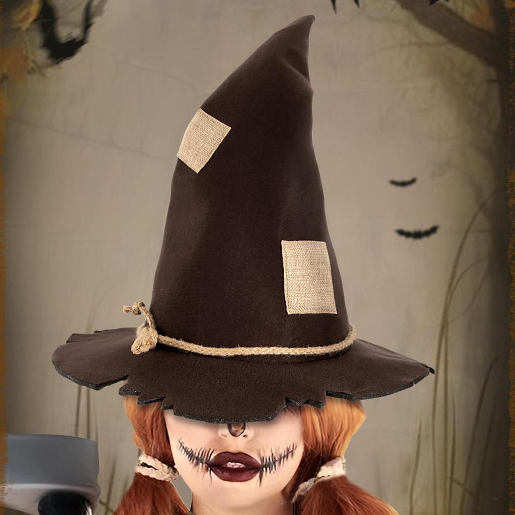 Scarecrow Patch Witch Hat Halloween Witch Hat Party Accessories Dress Up Headwear for Halloween Performance Movie Cosplay