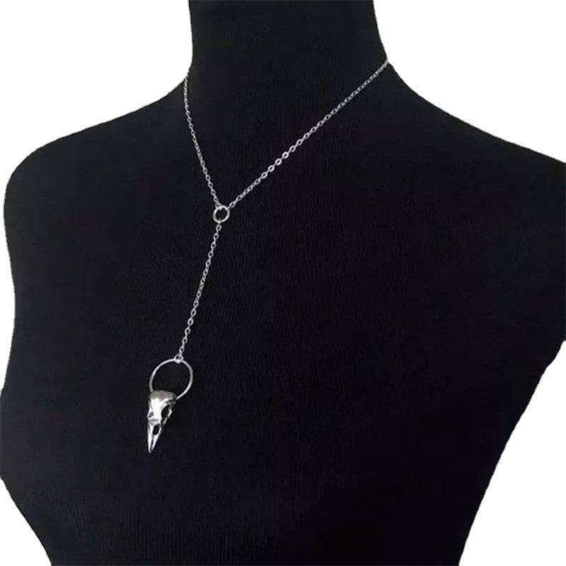 Raven Skull Pendant Gothic Necklace