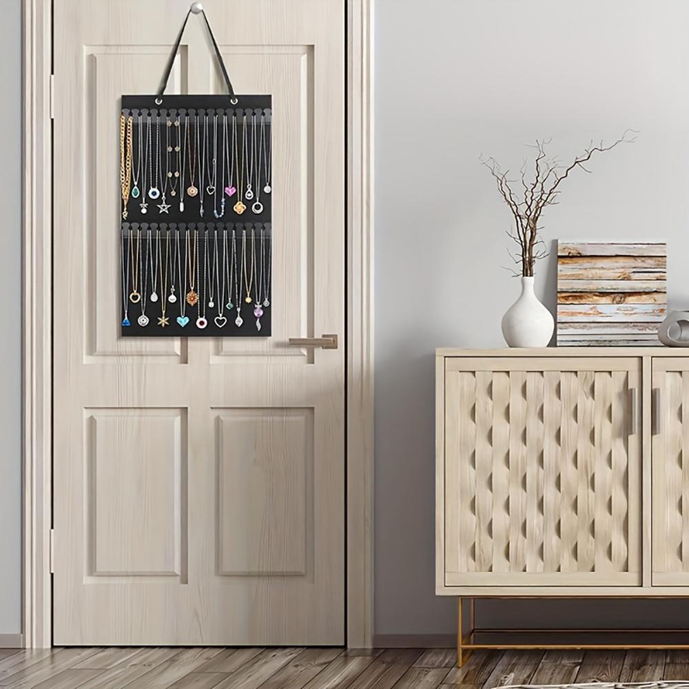 Felt Jewelry Hanging Organizer Wall Mounted Necklaces Earrings Large Capacity Storage Holder Women Girls Bedroom Door Back Rack