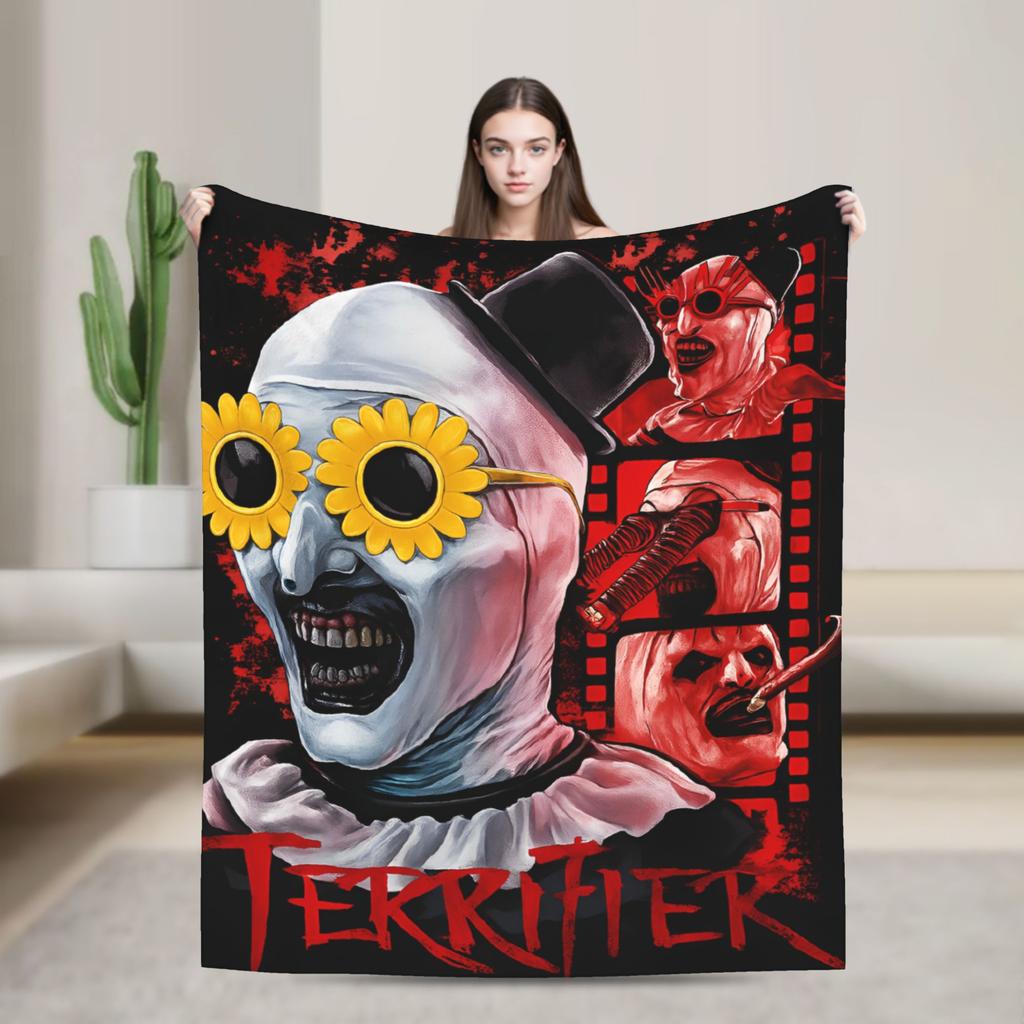 Art Crispies Terrifier Clown Blankets  Warm Novelty Plush Throw Blanket For Kids Living Room Flannel Bedspread Bed Cover