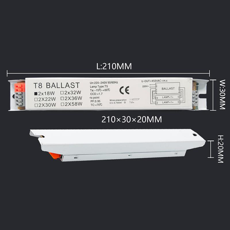 Ac 220-240V Wide Voltage T8 T5 Compact Electronic Ballast Instant Tube Desk Lights Fluorescent Lamp Ballast Home Office Supplies