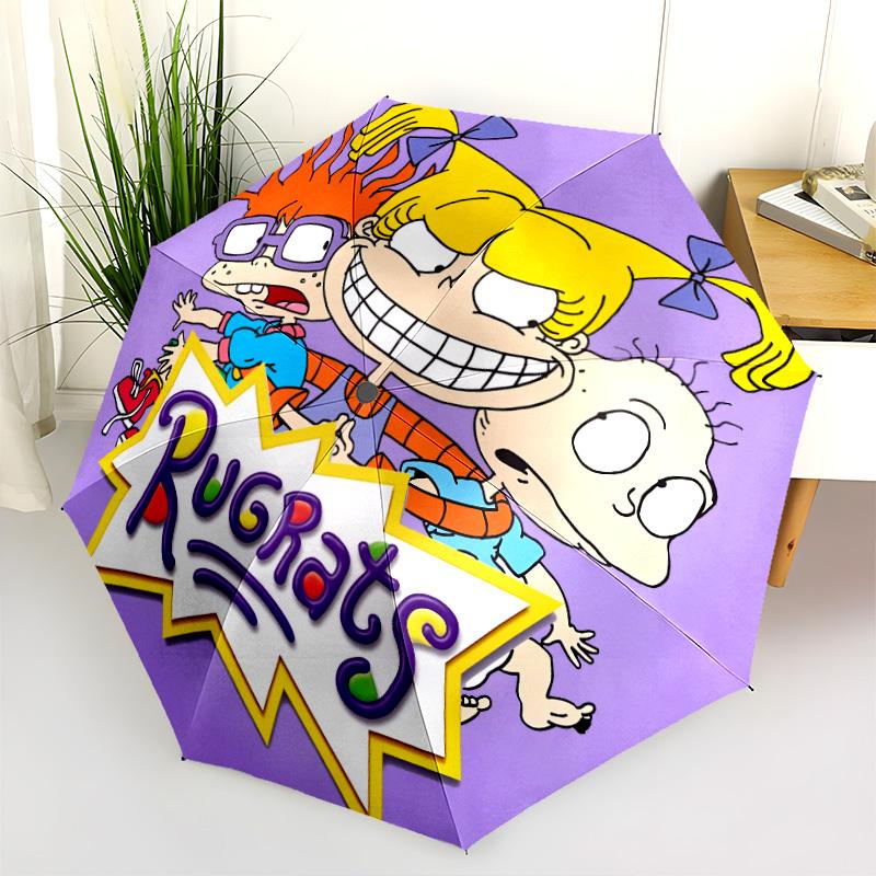 Rugrats pattern, automatic folding umbrella, portable and foldable design, 8 ribs, a Christmas or birthday gift.