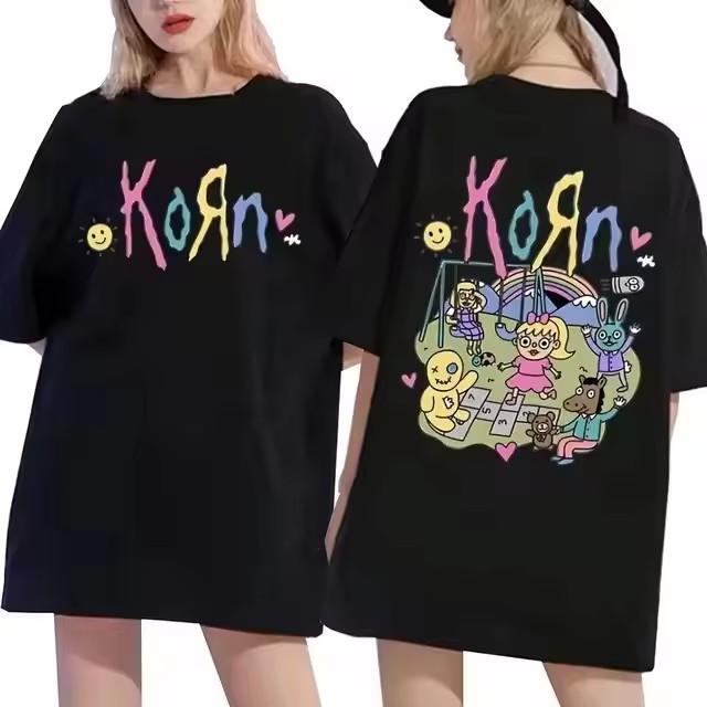 Concert de Korn Musique Groupe de Rock Tournée Mondiale T-shirt Coton Pur Haute Qualité Street Polyvalent T-shirt Mode Été 2024