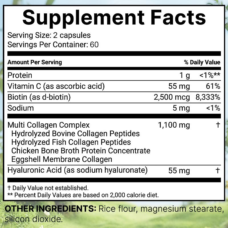 Multi Collagen Complex for Women with Biotin & Vitamin C, 120 Capsules Skin and Hair Supplement