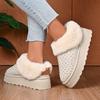 Damen Slip-On Winter Schneestiefel mit Strasssteinen Dicke Sohle Langes Plüsch Warm Baumwollschuhe Damen Flauschiges Fell Plateau Stiefeletten