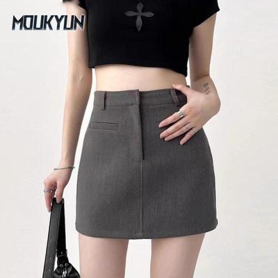 Hohe Taille Mini Röcke Frauen Elegante Einfache Büro Damen Alle-spiel A-linie Anzug Tasche Hüfte Rock Koreanischen Stil