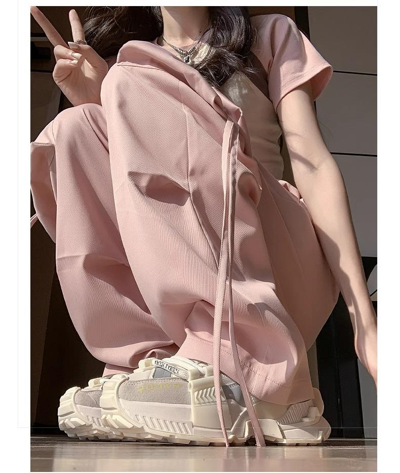 Women's High-Waist Pink Cargo Parachute Pants - Summer 2024 Collection