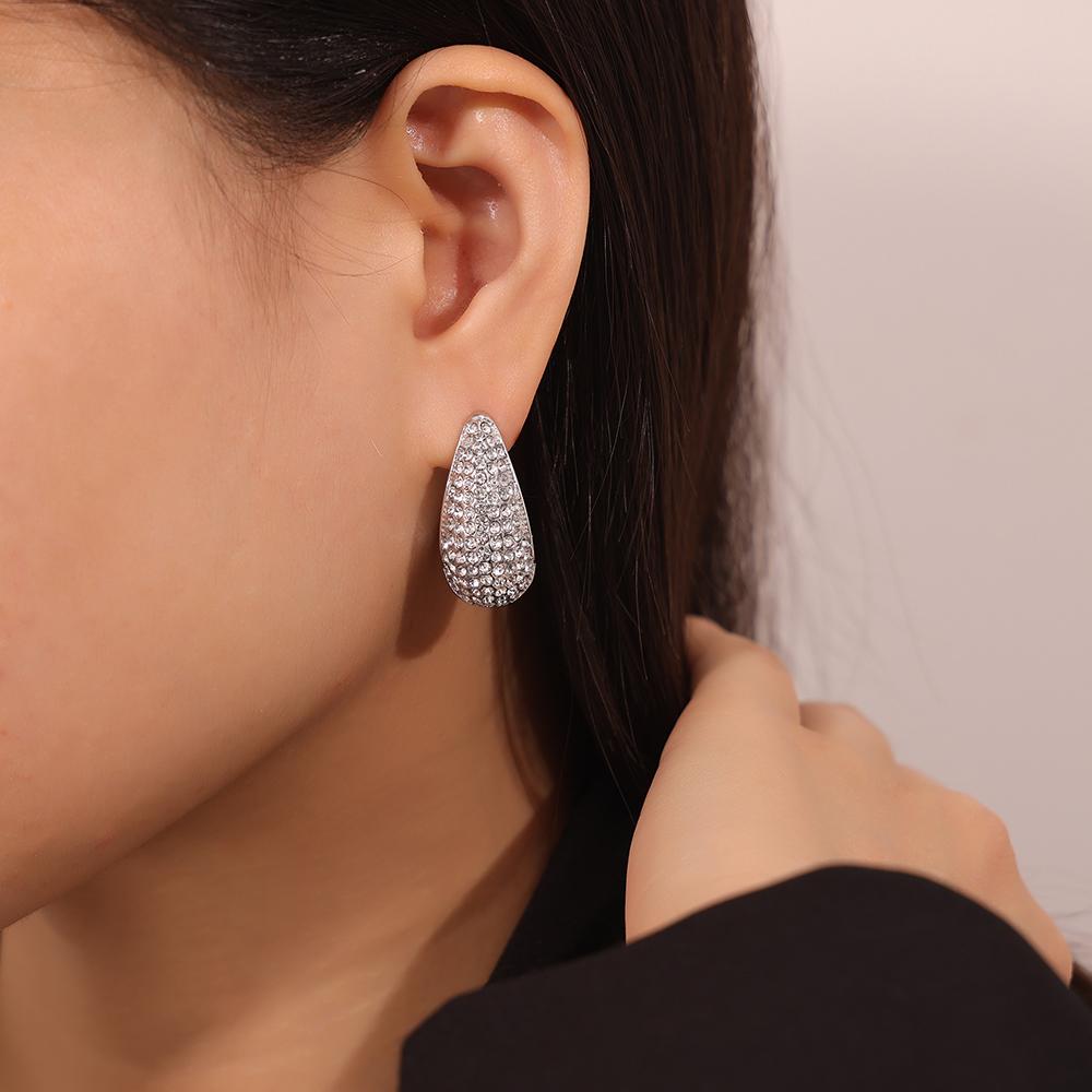 

Stainless Steel Water Droplets Drop Earrings For Women Zircon Gold Plated Dangle Earrings Waterproof Wedding Female Zircon