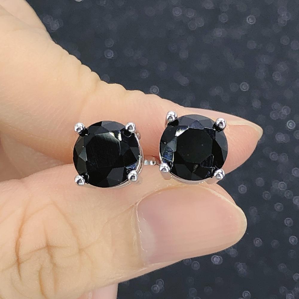 Black Crystal Stud Earrings for Men Classic Four Six Claws Women Cartilage Studs 3mm 8mm Zircon Piercing Ear Jewelry