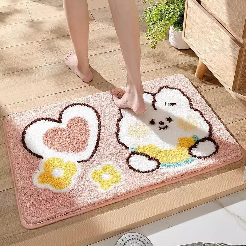Adorable Imitation Cashmere Absorbent Bathroom Mat Carpet for Bedroom & Toilet
