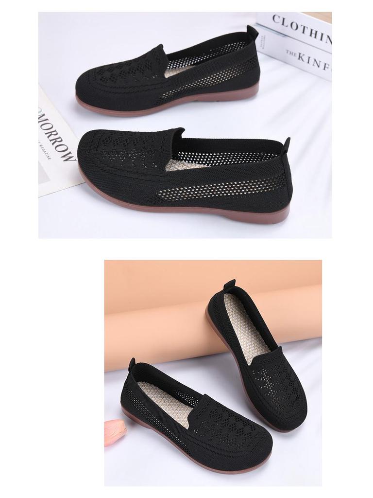 Women's Wide Fit Soft Sole Hollow Flyknit Mesh Shoes for Spring/Summer