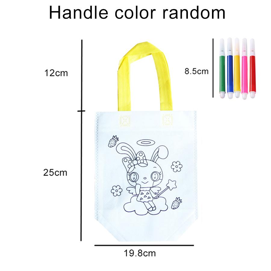 

1 шт. Сумка из нетканого материала для граффити своими руками с маркером для раскрашивания, карнавальная сумка для подарков с изображением животных для вечеринки, экологичная многоразовая мини-сумка для покупок