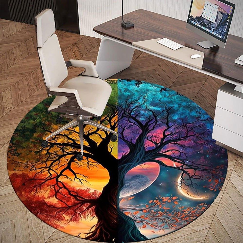 Yin Yang Tree of Life Wall Art DecorRound Non-Slip chair mat chair carpet for office Rugs for Office Decor Gift For Valentine's Day Mother's Day Hallo