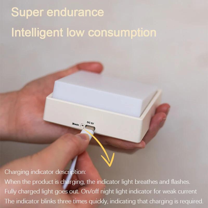 Design LED Night Light Simple Rechargeable USB Switch Light Magnet For Home Indoor Bedroom Bedsides Timing Creative Night Light