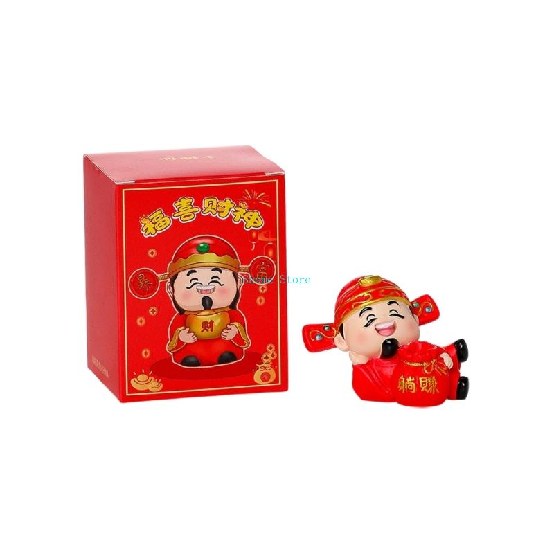 Resins Cai Shen Statues God of Wealth God of Fortune Caishen Figurine Sculptures Fengshui Ornament New Years Gift M68E