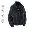Herren Lederjacke mit Stehkragen - Amerikanischer Stil, Lässiger lockerer Schnitt, Arbeitskleidung für Frühling & Herbst.