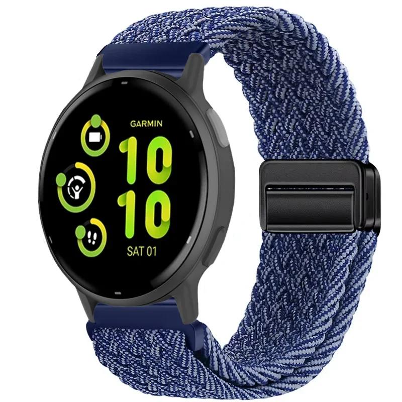 20/22mm Nylon Strap for Garmin Forerunner 55 165 970 570 965 955/Venu 4 45mm Magnetic Band Garmin Vivoactive 5 6/Vivomove Trend