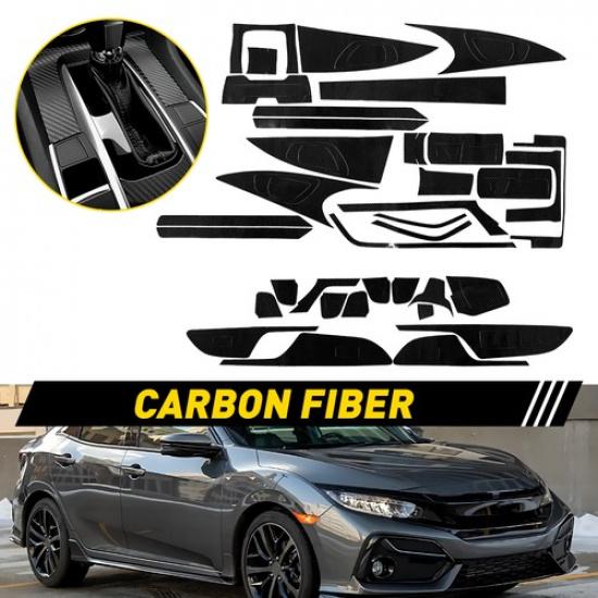 Carbon Fiber Interior Decal Trim Glossy 5D Fits Honda Civic 2016 2017 18- EA