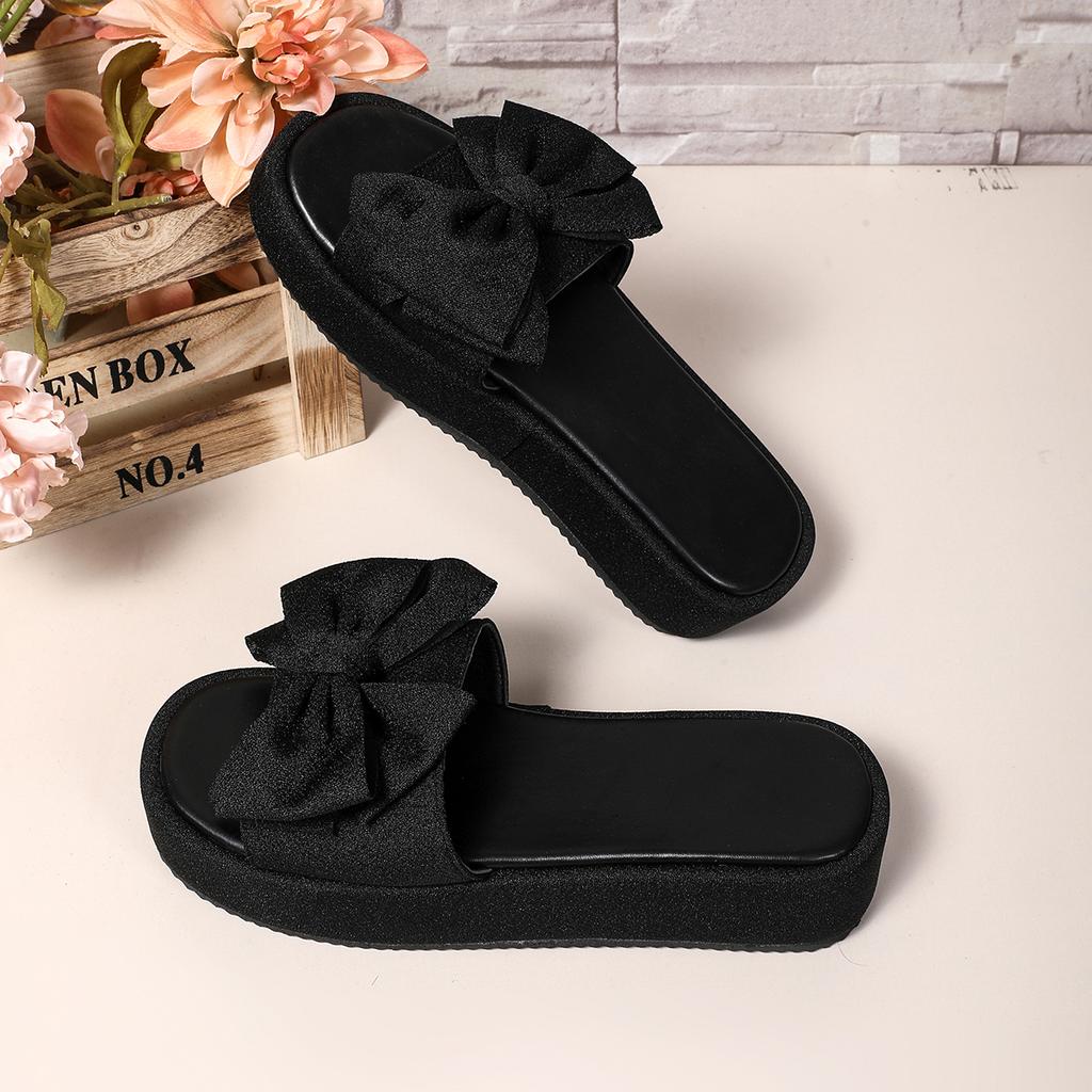 Mode Neue Sommer Runde Zehen Schleife Fischmaul Bequeme Lässige Hausschuhe Modische Elegante Dicksohlige Leichte Sandalen für Damen