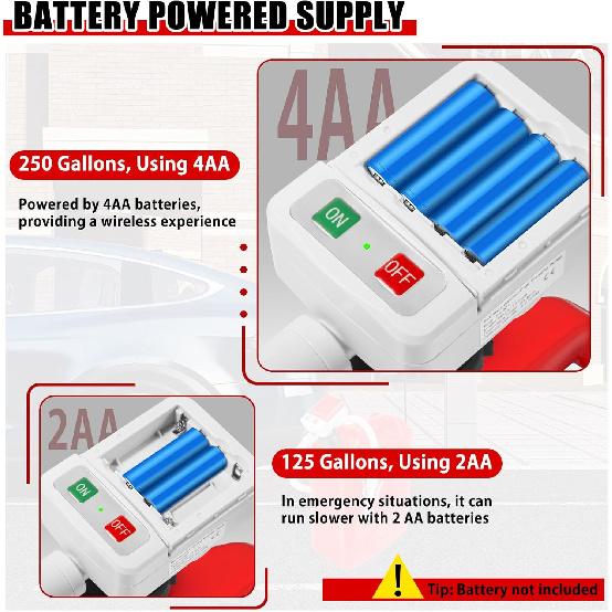 Automatic Fuel Transfer Pump With Auto-Stop, 3.2 GPM Fuel Transfer Pump Battery Powered, 51'' Extra Long Hose, 4 Can Adapters, Portable Fuel Pump