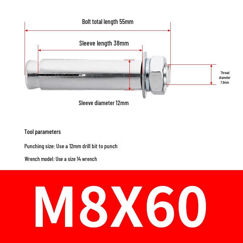 M8 Series Galvanized Metal Ceiling Expansion Bolt Screw with Extended Anchor.