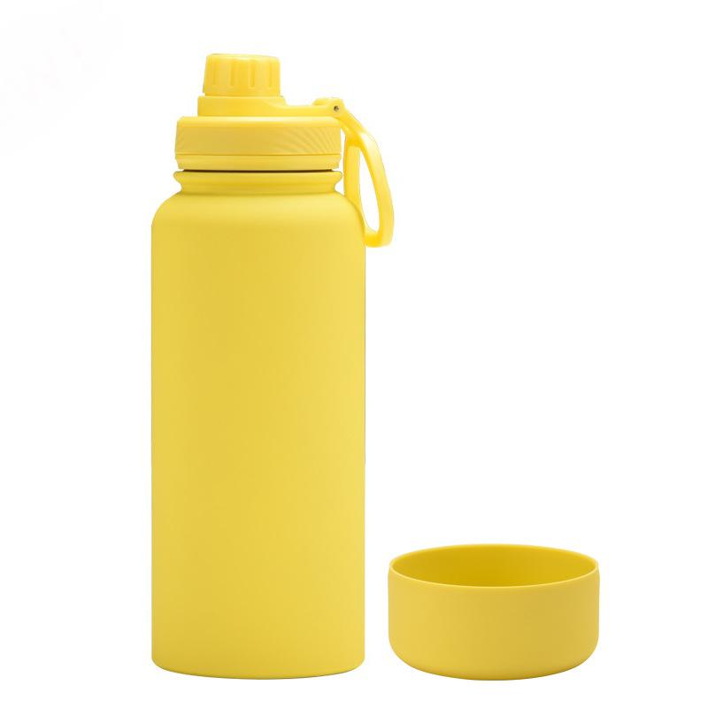 1L Large-Capacity Thermos Cup With Non-Slip Bottom, Portable Outdoor Sports Kettle, Frosted Water Cup