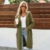 Women's Long Knit Cardigan with Hood - Long Sleeve Sweater Coat with Pockets
