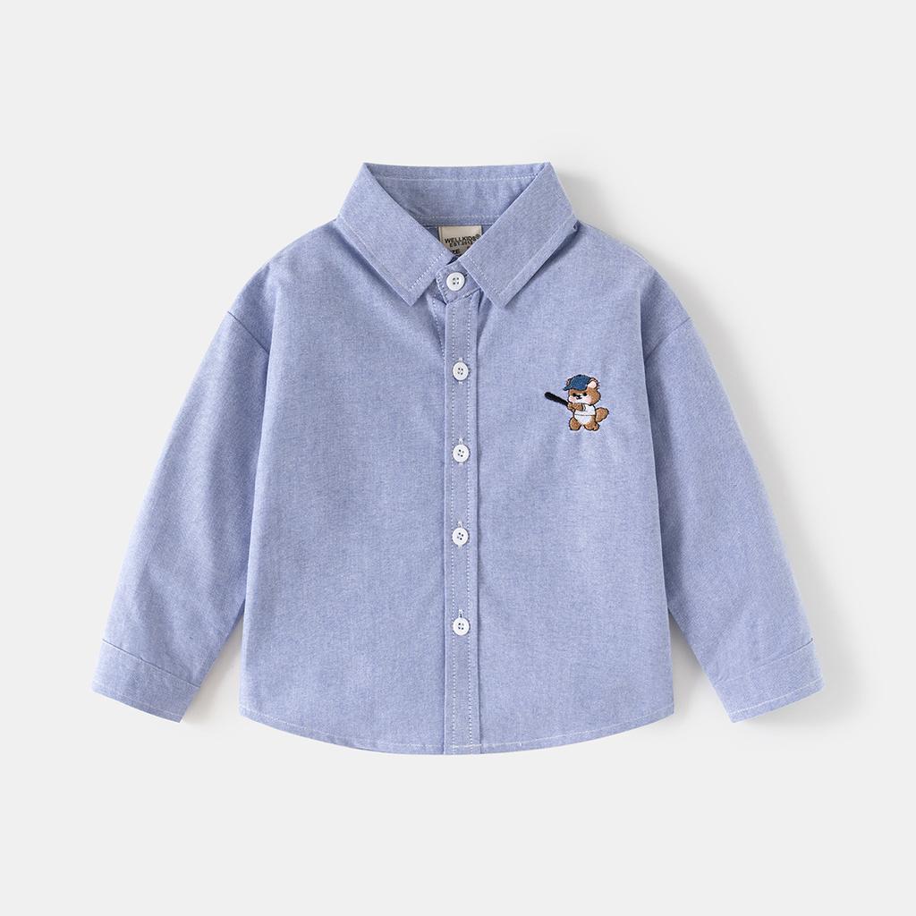 Little Boys Fashion Long Sleeve Embroidered Shirt Thin Jacket Casual Spring Top for Kids