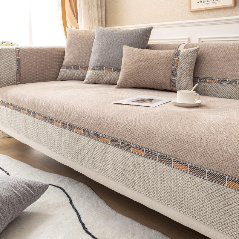 Chenille Lattice Sofa Cushion for Living Room Non-slip Sofas Towel Couch Covers Corner Couch Mat Seat Pad Modern Home
