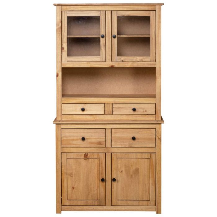 High Sideboard In Solid Pine Wood - vidaXL - Panama Range - Door(s) and Drawer(s) - Lacquered - Country Style