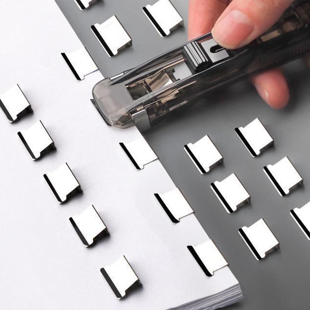 Portable Pusher Stapler With 50 Paper Clip Office Dispenser Reusable Binder Clip Stapler For Book Binding Machine Office Supplie