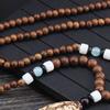 Ethnic Handmade Wood Rosary Beads Necklace Eco Friendly Wood Beaded Necklace Adjustable Length Boho Sweater Neck Jewelry