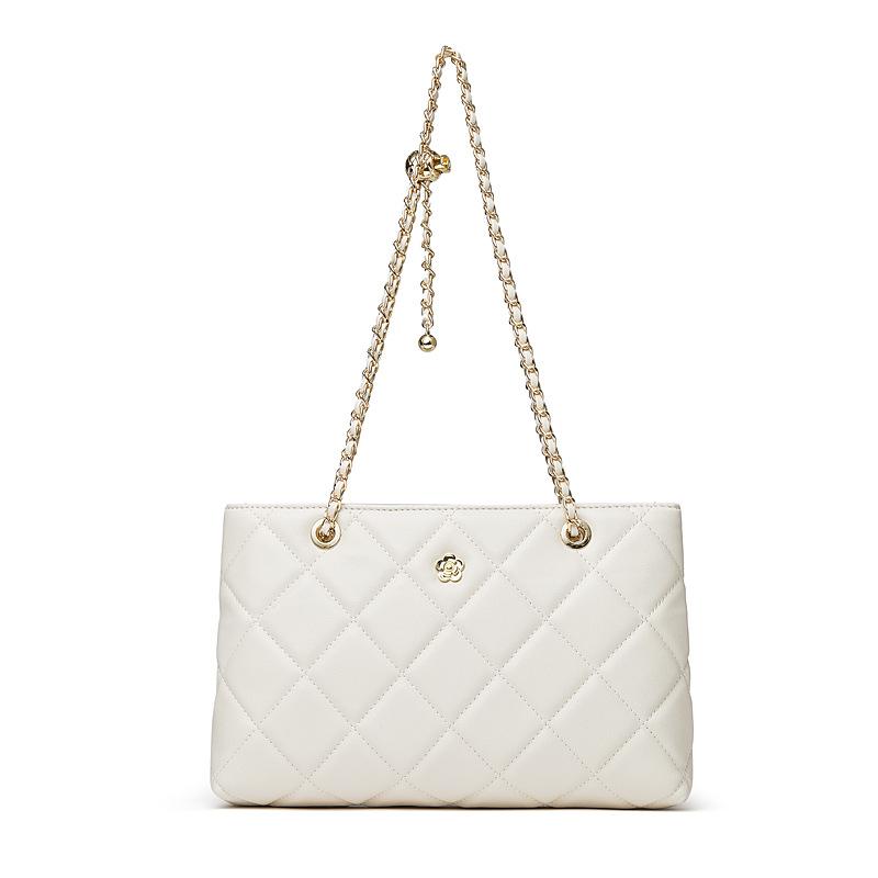 

Large-capacity Genuine Leather Women s Bag, Fashionable Single-shoulder Crossbody Bag, Chain Bag One Size бежевий