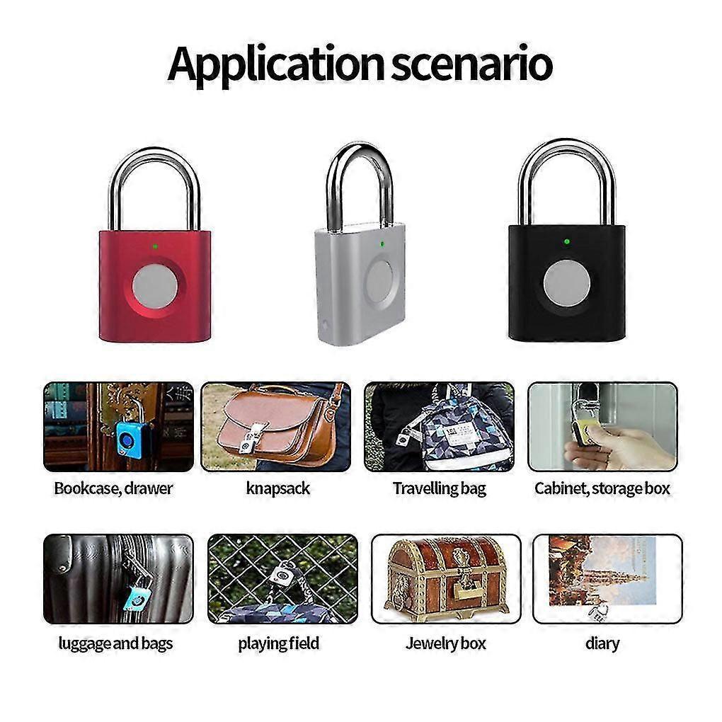 Mini Smart Fingerprint Padlock Usb Recharge Waterproof Electronic Lock Keyless Anti-theft Security Door Lock Luggage Suitcase