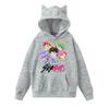 Damemote Casual Langermet trykt Rundhals hettegenser Pullover Topp med lommer