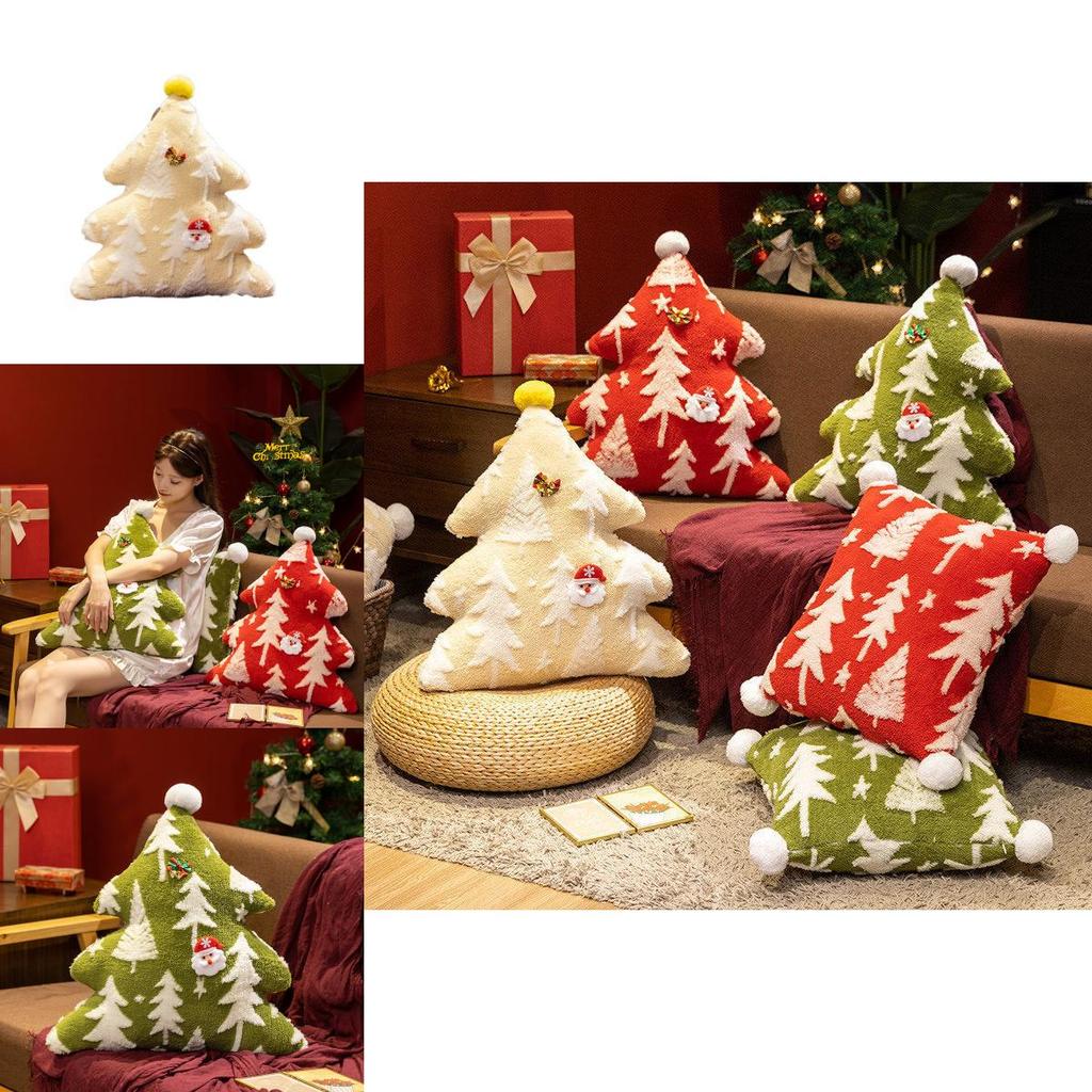 Christmas Tree Pattern Plush Pillows Cushions For Holiday Decor Gift Home Office