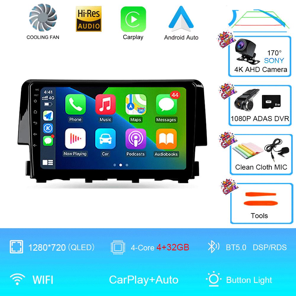 Car Radio 9 Inch Navigator For Honda Civic 2015-2022 Multimedia Video Player GPS Navigation Stereo CarPlay Android14 Bluetooth