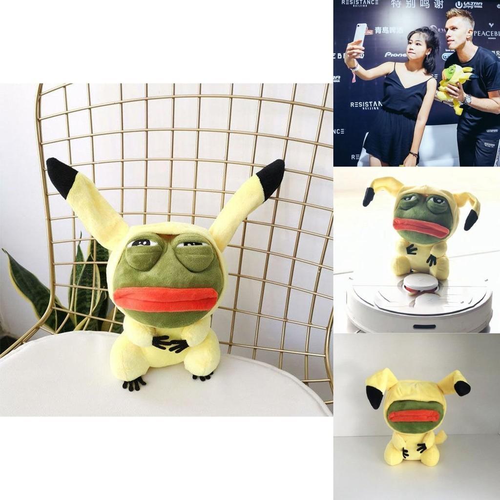 Lovable Pikachu Kawaii Stuffed Toy With Sad Frog Design For Children 15 Inches Plush